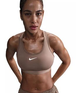 Nike: Коричневый бюстгальтер  Swoosh
