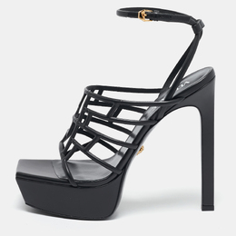 Versace: Чёрные сандалии  Greca
